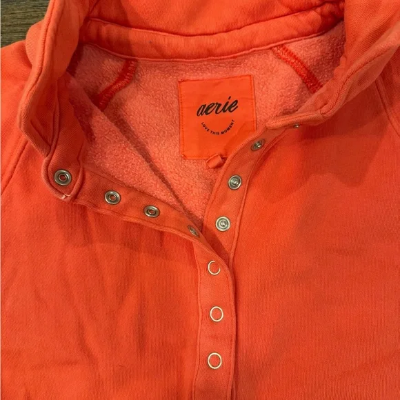 Aerie Coral Quarter Snap Sweatshirt medium women’s - Picture 4 of 5